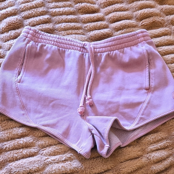 PINK NWOT Ribbed Drawstring Shorts - Picture 2 of 4